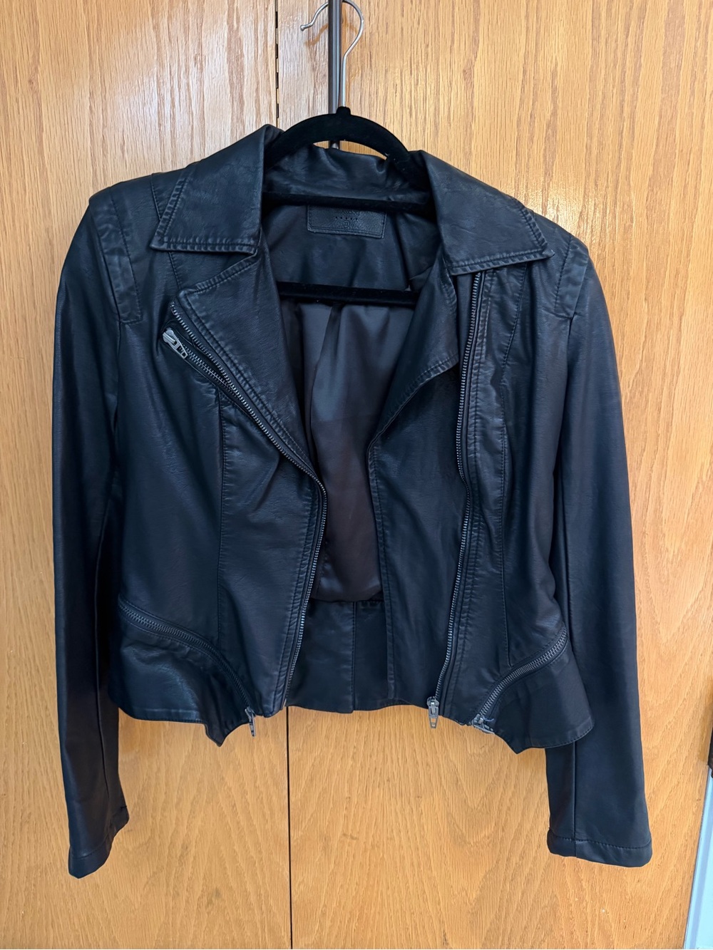 Blank NYC Black Faux Leather Asymmetrical Moto Jacket